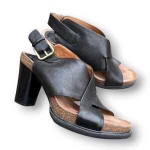 Söfft Women's Black Leather Slingback Sandals Size 7M Open Toe